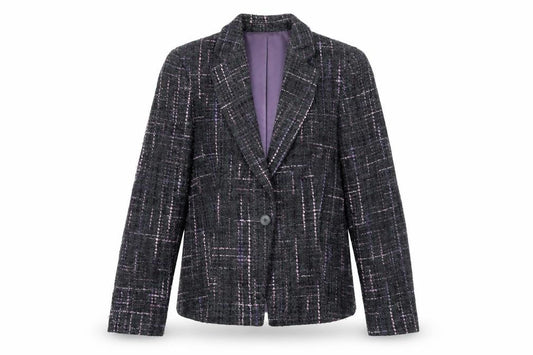 Front view of Marks & Spencer women’s multicoloured wool tweed blazer uk 12