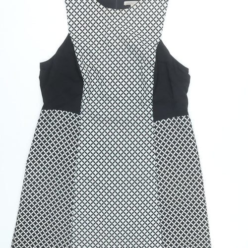 Marks and Spencer Women’s Black White Geometric A-Line Dress UK 16