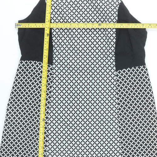 Marks and Spencer Women’s Black White Geometric A-Line Dress UK 16