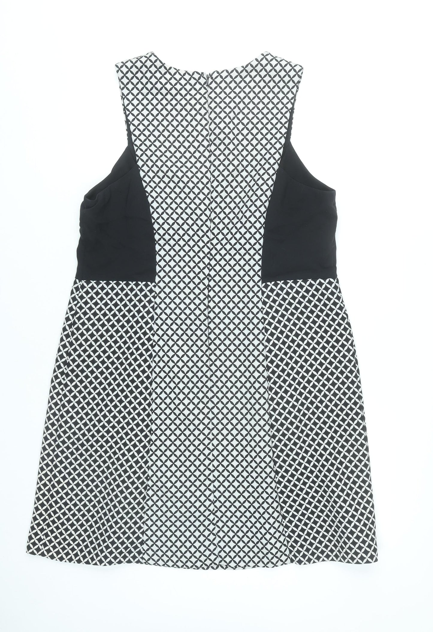 Marks and Spencer Women’s Black White Geometric A-Line Dress UK 16