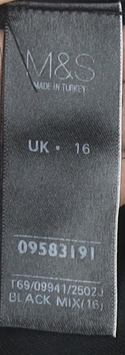 Marks and Spencer Women’s Black White Geometric A-Line Dress UK 16