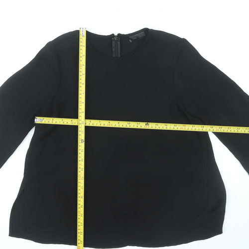 Topshop Women Black Size 6 Blouse 3/4 Sleeve Crew Neck