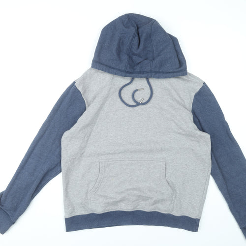 Saks Fifth Avenue Men's Grey Blue Pullover Hoodie Size M Hooded