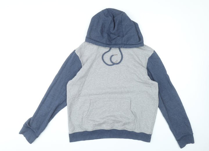 Saks Fifth Avenue Men's Grey Blue Pullover Hoodie Size M Hooded