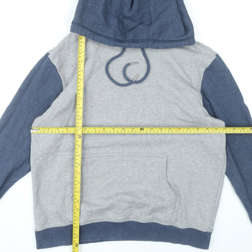 Saks Fifth Avenue Men's Grey Blue Pullover Hoodie Size M Hooded