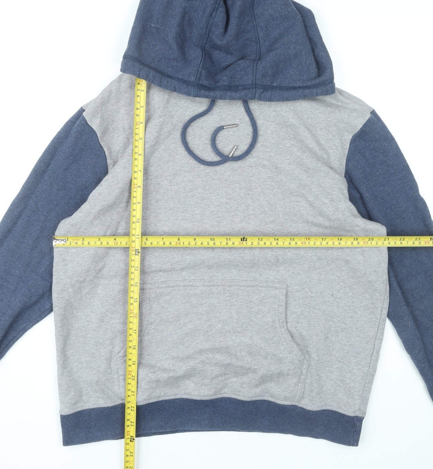 Saks Fifth Avenue Men's Grey Blue Pullover Hoodie Size M Hooded