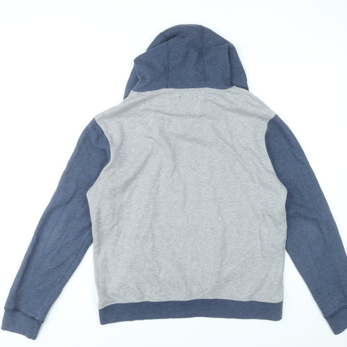 Saks Fifth Avenue Men's Grey Blue Pullover Hoodie Size M Hooded