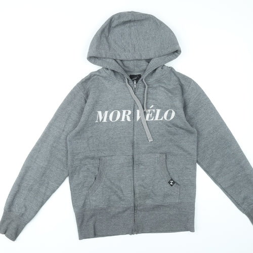 Morvélo Men’s Grey Full Zip Hoodie M Sports Cotton Blend