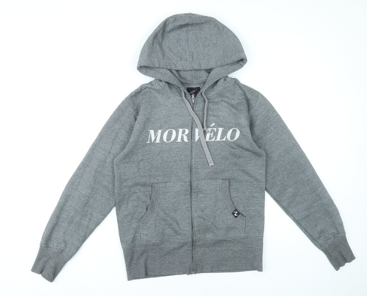Morvélo Men’s Grey Full Zip Hoodie M Sports Cotton Blend