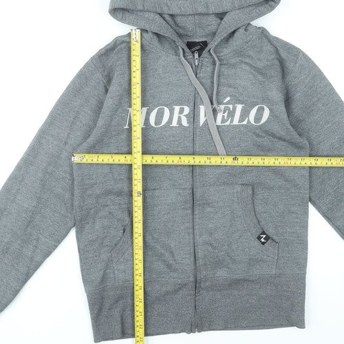 Morvélo Men’s Grey Full Zip Hoodie M Sports Cotton Blend