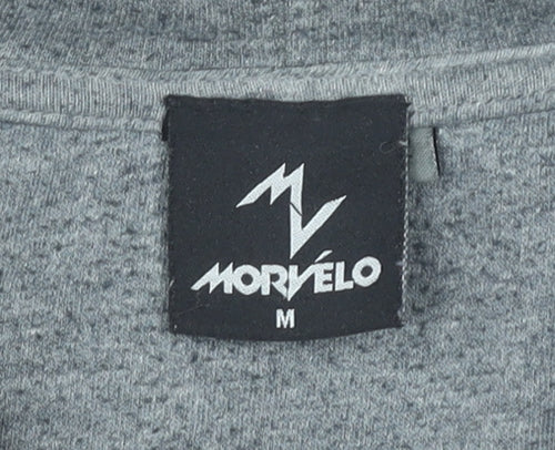 Morvélo Men’s Grey Full Zip Hoodie M Sports Cotton Blend