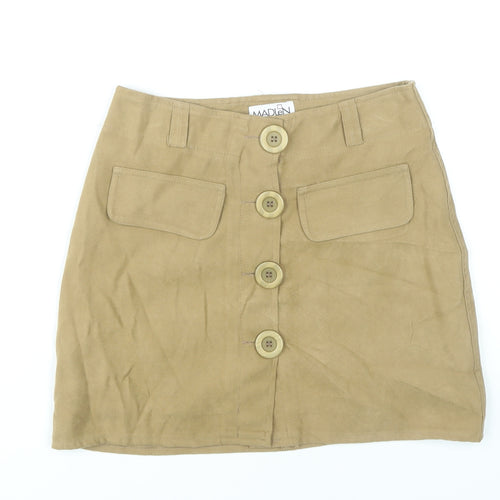 Madlen Womens Beige Wool Blend Short Pencil Skirt Size S UK 8