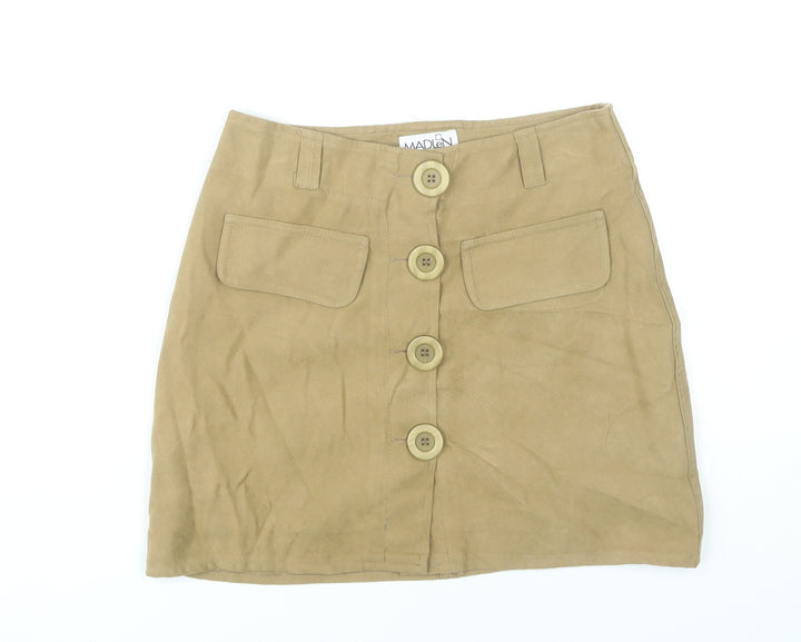 Madlen Womens Beige Wool Blend Short Pencil Skirt Size S UK 8