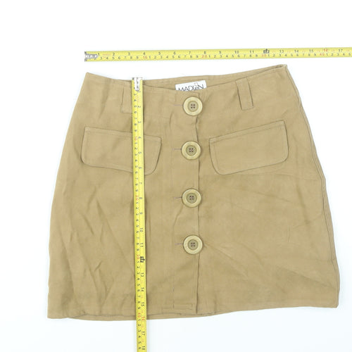 Madlen Womens Beige Wool Blend Short Pencil Skirt Size S UK 8