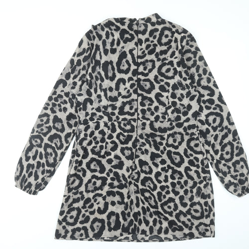 AX Paris Women Grey Animal Print Shift Mini Dress Size 14
