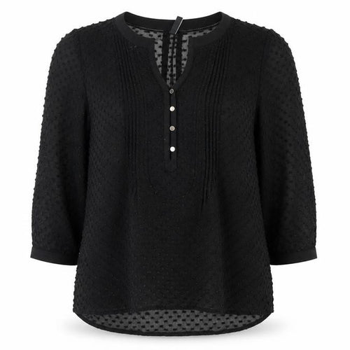 Mango Women Black Polka Dot Tunic Blouse Size 10 Lightweight