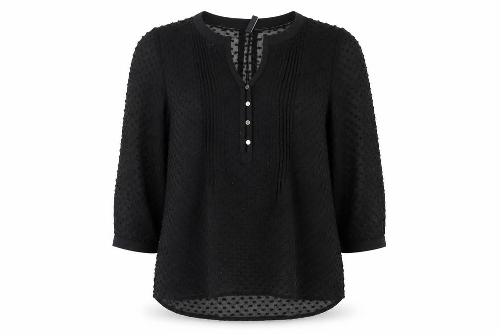 Mango Women Black Polka Dot Tunic Blouse Size 10 Lightweight