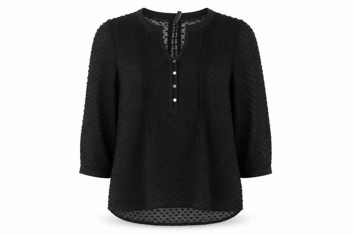 Mango Women Black Polka Dot Tunic Blouse Size 10 Lightweight