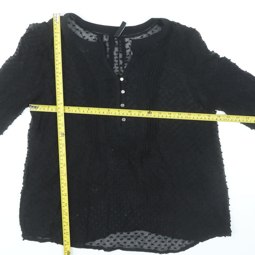 Mango Women Black Polka Dot Tunic Blouse Size 10 Lightweight