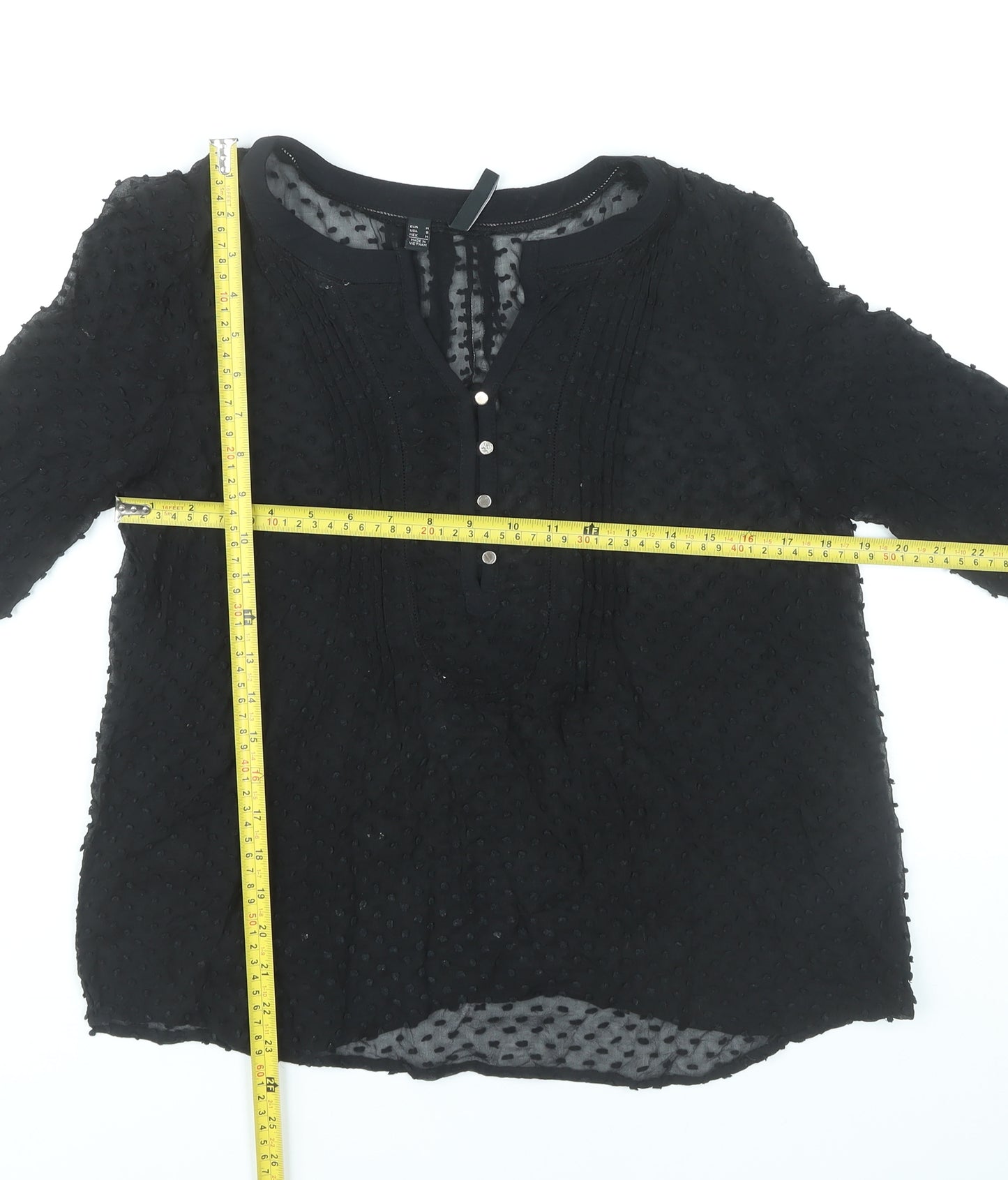 Mango Women Black Polka Dot Tunic Blouse Size 10 Lightweight