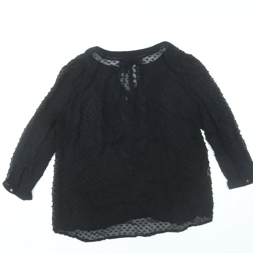 Mango Women Black Polka Dot Tunic Blouse Size 10 Lightweight