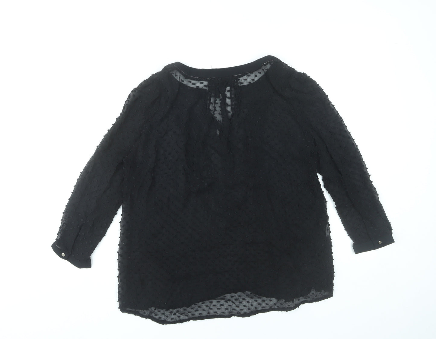 Mango Women Black Polka Dot Tunic Blouse Size 10 Lightweight