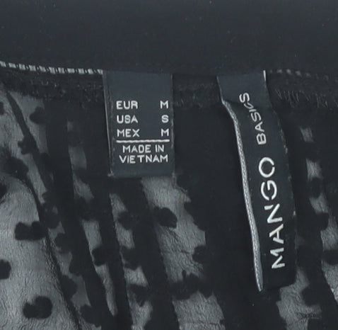 Mango Women Black Polka Dot Tunic Blouse Size 10 Lightweight