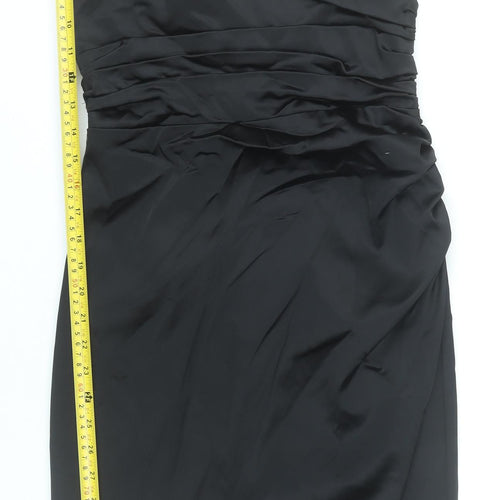 QDA Women’s Black Sheath Knee Length Off Shoulder Ruched Dress S