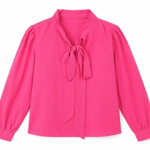Urban Bliss Womens Pink Blouse Size 14 Long Sleeve Bow Neck