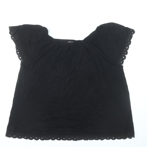 Anthology Womens Black Tunic Blouse UK 16 Viscose Crochet Trim