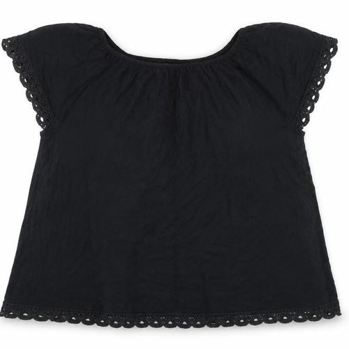 Anthology Womens Black Tunic Blouse UK 16 Viscose Crochet Trim