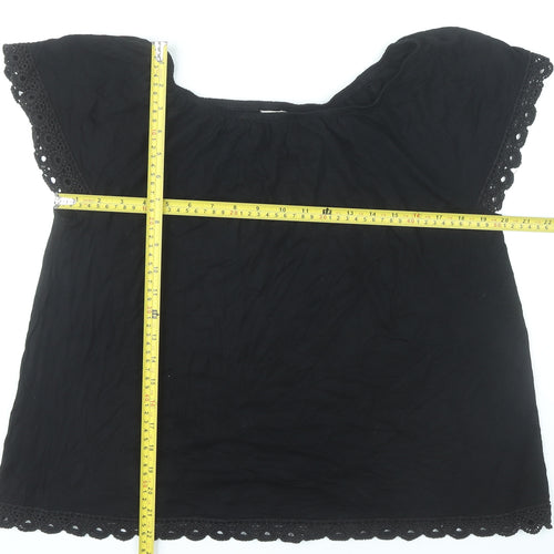 Anthology Womens Black Tunic Blouse UK 16 Viscose Crochet Trim