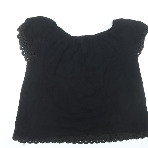 Anthology Womens Black Tunic Blouse UK 16 Viscose Crochet Trim