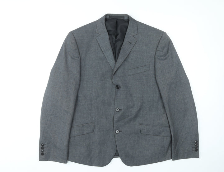 Marks and Spencer Men Grey Wool Blend Blazer Jacket 42 M Regular
