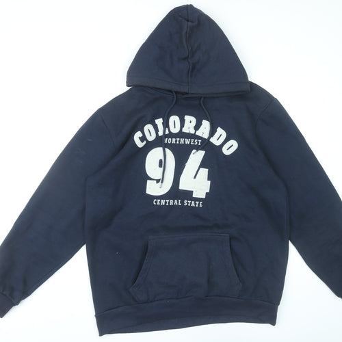 X-Mail Men's Blue Pullover Hoodie L Graphic College Style