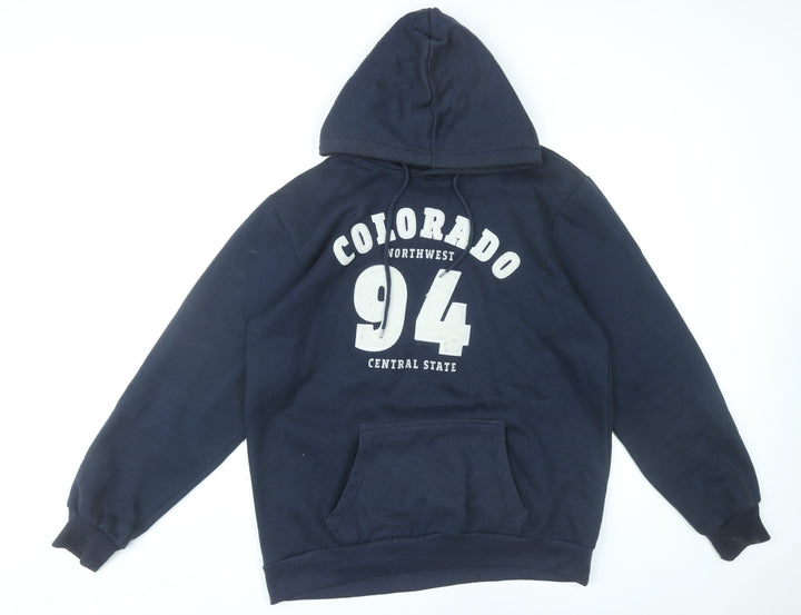 X-Mail Men's Blue Pullover Hoodie L Graphic College Style