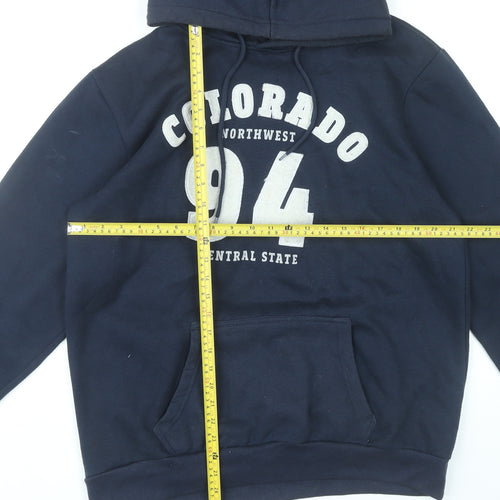 X-Mail Men's Blue Pullover Hoodie L Graphic College Style