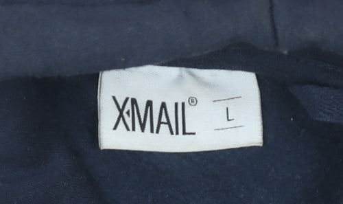 X-Mail Men's Blue Pullover Hoodie L Graphic College Style