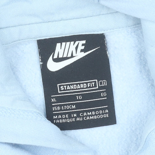 Nike Boys Blue Pullover Hoodie XL 158-170cm Fleece Cotton Blend