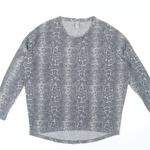 Soyaconcept Women’s Grey Animal Print Jersey Top Size S Relaxed Fit