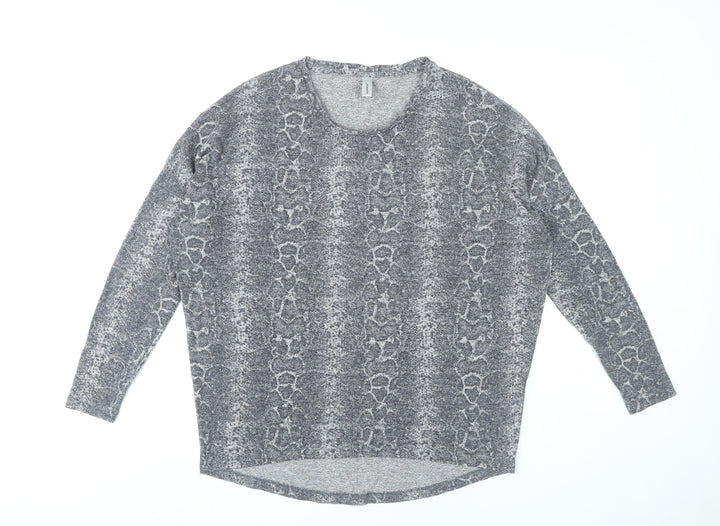 Soyaconcept Women’s Grey Animal Print Jersey Top Size S Relaxed Fit