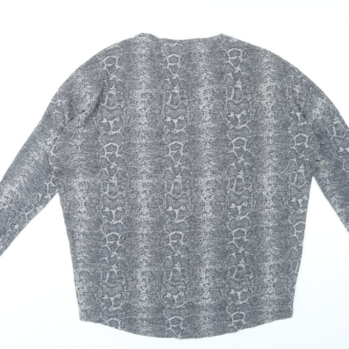 Soyaconcept Women’s Grey Animal Print Jersey Top Size S Relaxed Fit