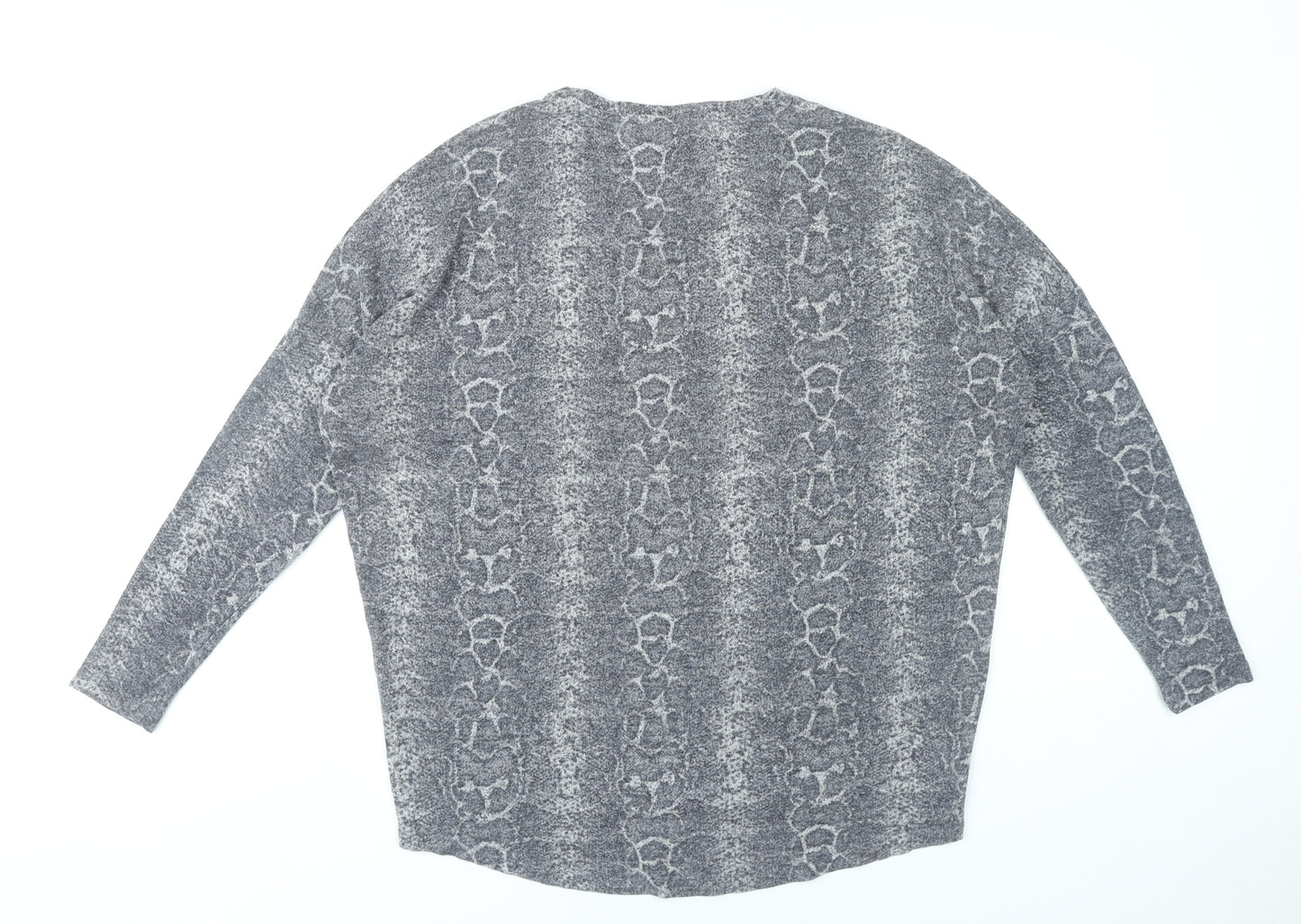 Soyaconcept Women’s Grey Animal Print Jersey Top Size S Relaxed Fit