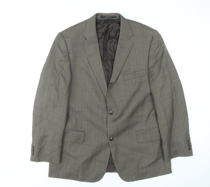 Return Men's Brown Check Blazer Size 38 Regular Fit Notch Lapel