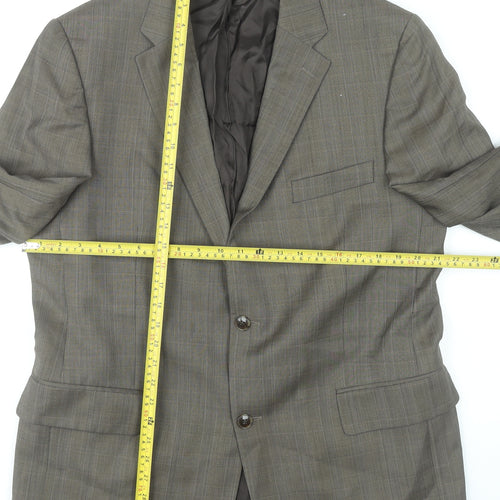 Return Men's Brown Check Blazer Size 38 Regular Fit Notch Lapel