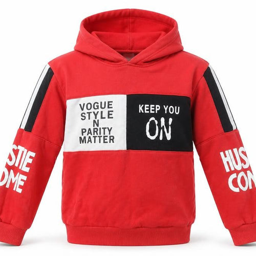 Niebieski Ksiezyc Boys Red Hoodie Pullover Size 10Y Graphic Print Cotton