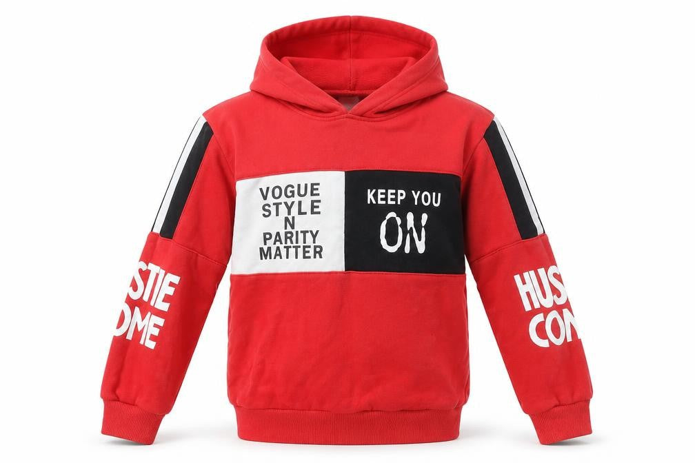Niebieski Ksiezyc Boys Red Hoodie Pullover Size 10Y Graphic Print Cotton