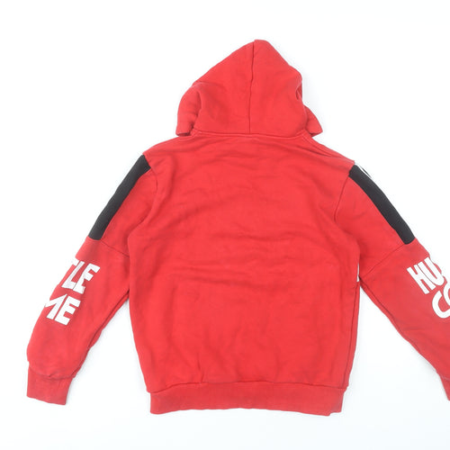 Niebieski Ksiezyc Boys Red Hoodie Pullover Size 10Y Graphic Print Cotton