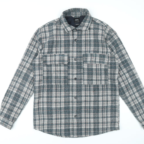 Zara Men’s Multicoloured Checked Button-Up Shirt L Relaxed Fit