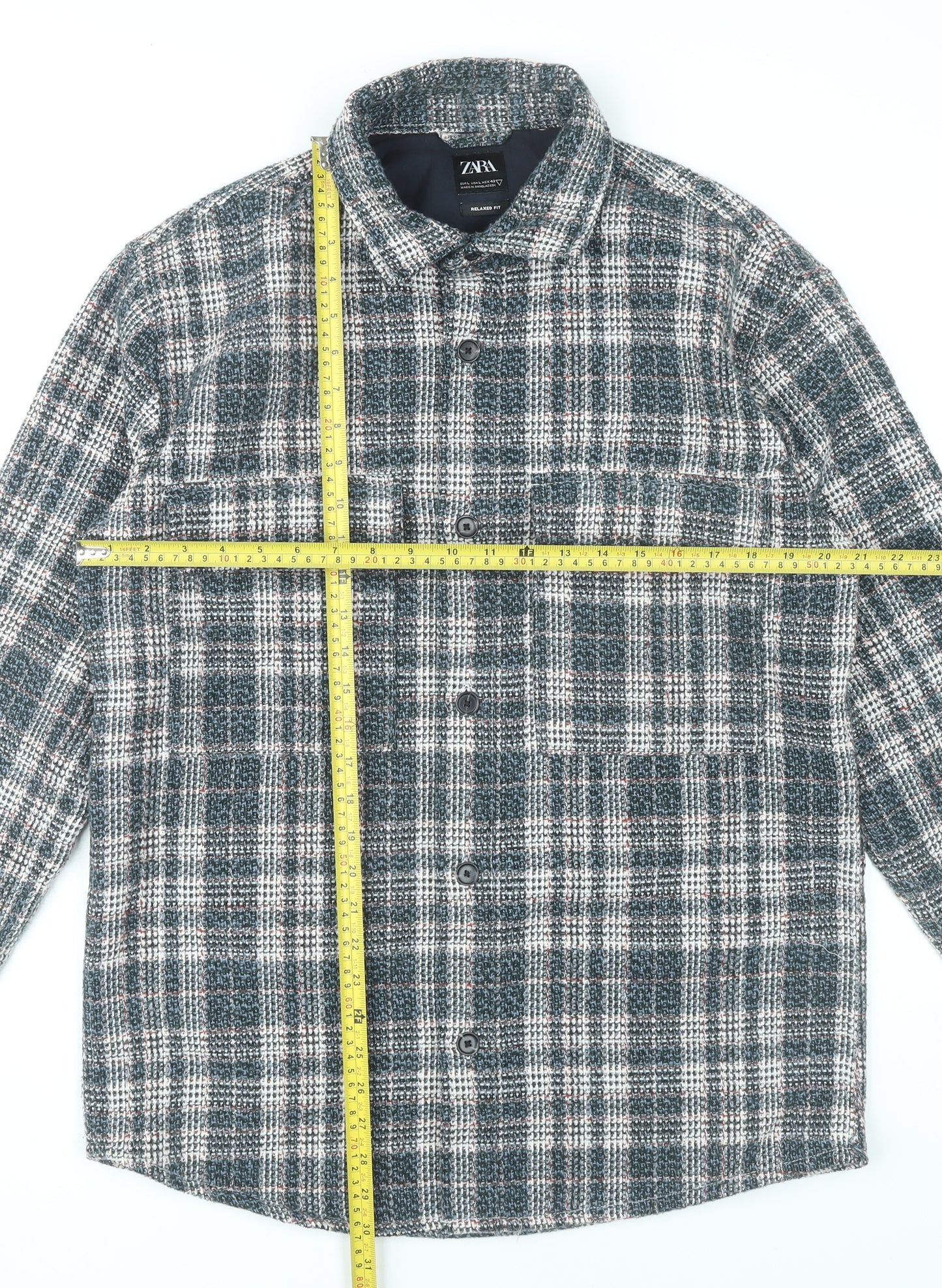 Zara Men’s Multicoloured Checked Button-Up Shirt L Relaxed Fit